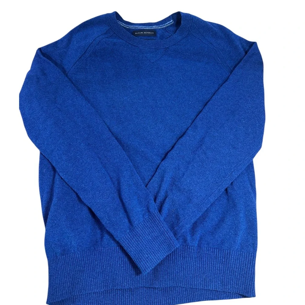 Banana Republic Merino Wool Sweater Mens Small Royal Blue Italian Yarn Crewneck
